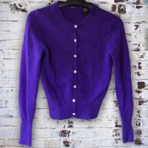 Electric Purple Angora Mix Cardigan Sweater sz S
